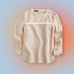 J. Crew Embroidered Linen Top Shirt Size 0‎